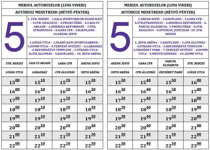 Szombathely 5 Busz Menetrend